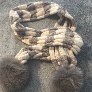 Juicy Couture Knit Scarf with Pom Poms